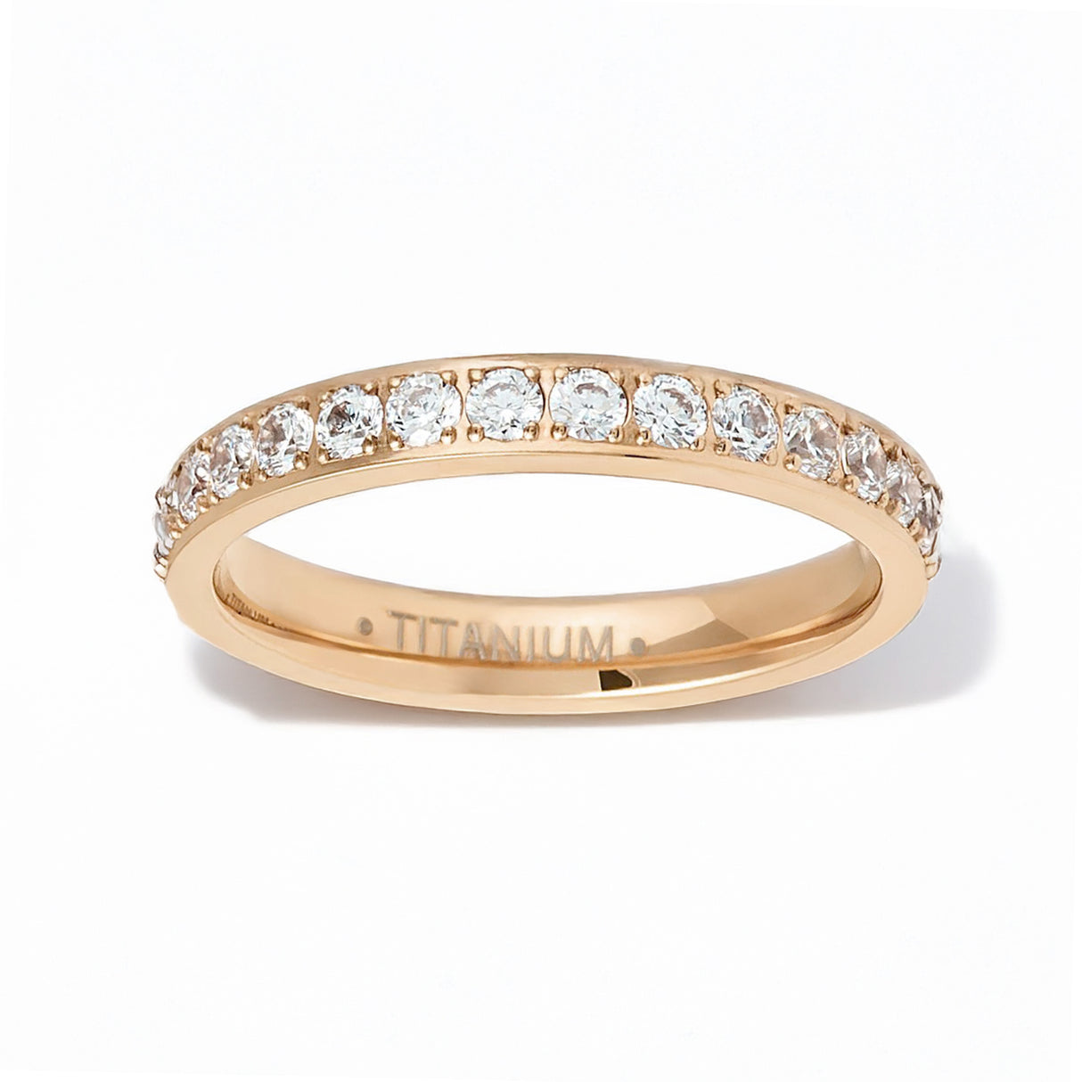3mm - Women's Titanium Rose Gold Full Eternity White Diamond Ring