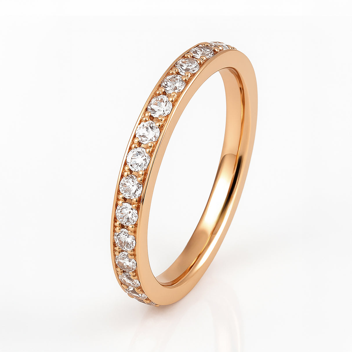 3mm - Women's Titanium Rose Gold Full Eternity White Diamond Ring