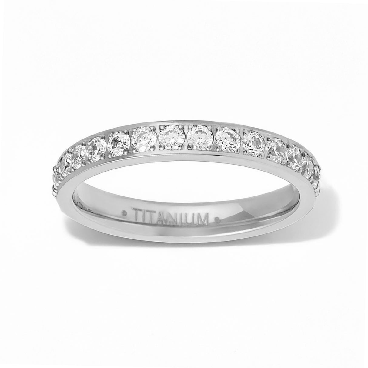 3mm - Silver Titanium Full Eternity White Diamond all around Ring