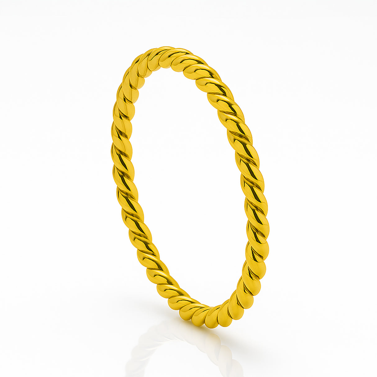 2mm - Yellow Gold Twisted Stackable Titanium Ring