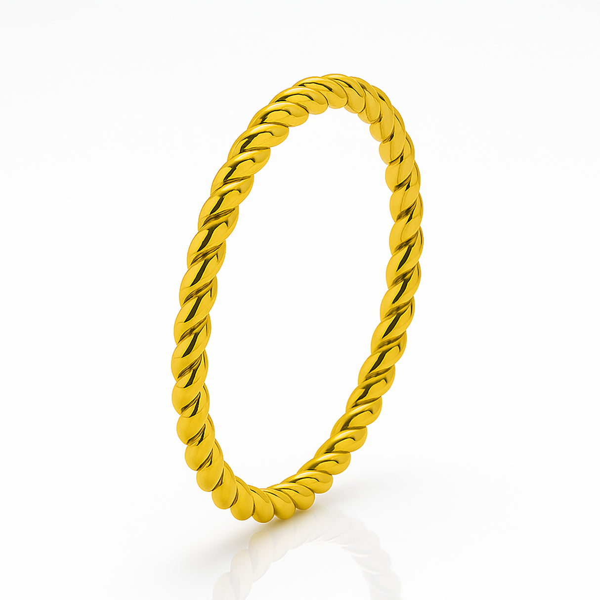 2mm - Yellow Gold Twisted Stackable Titanium Ring