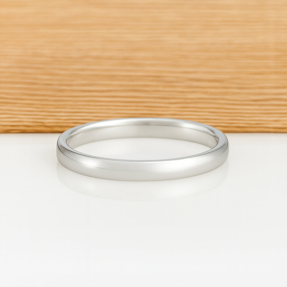 4MM - White Silver Platinum-Like Finish Tungsten Carbide Wedding Band Polished Dome Ring