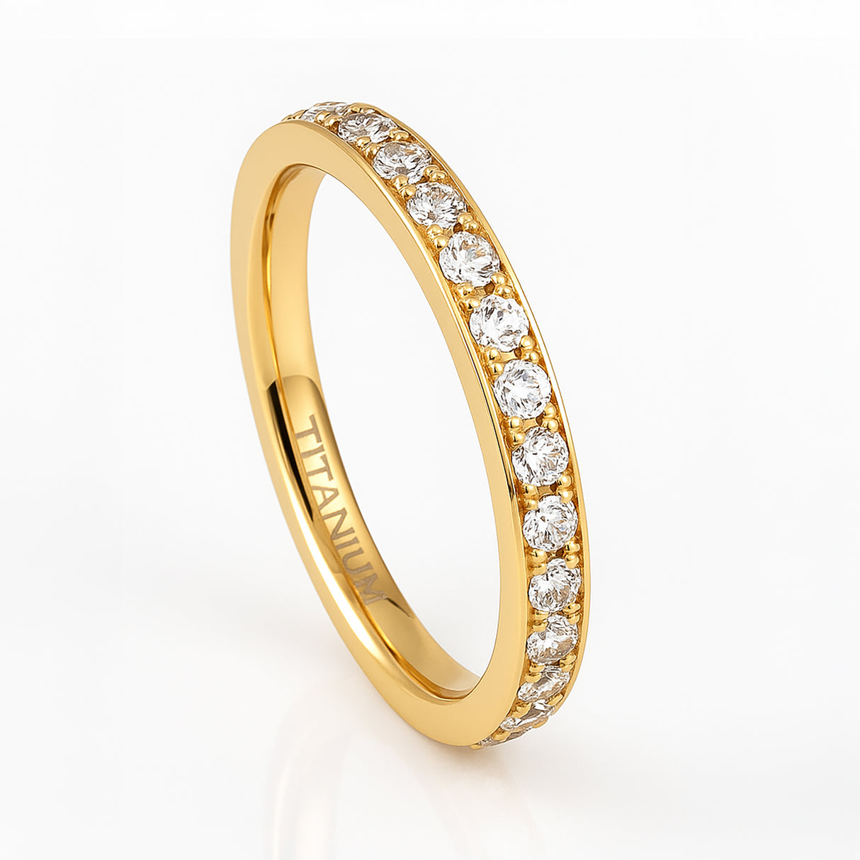 3mm - Titanium Yellow Gold Full Eternity White Diamond Ring