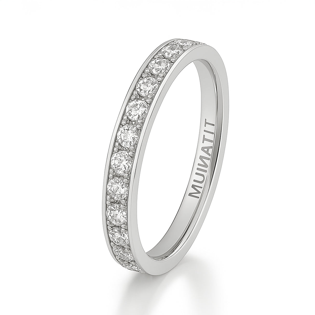 3mm - Silver Titanium Full Eternity White Diamond all around Ring