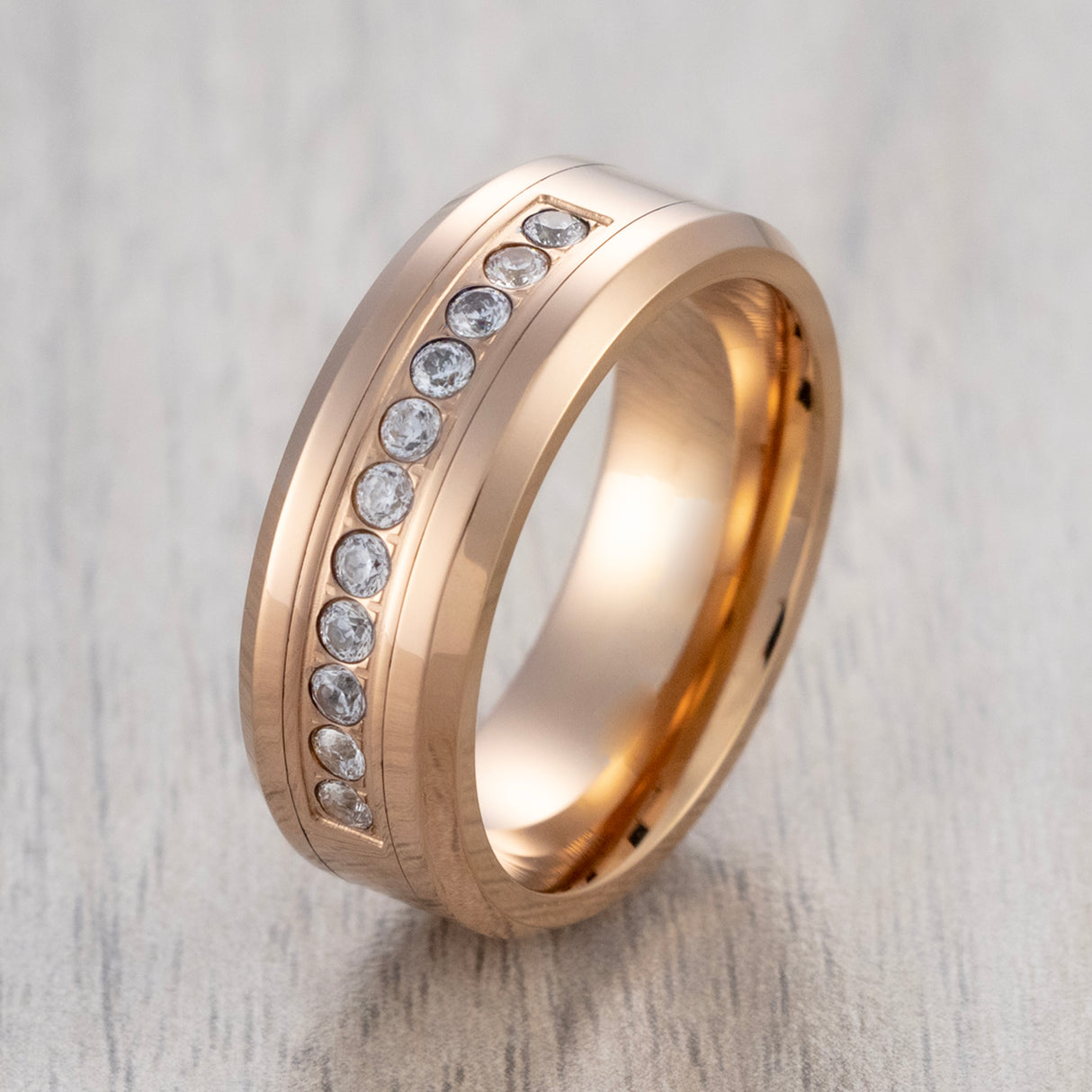 8mm - Rose Gold Tungsten Wedding Band Men, Comfort Fit Anniversary Ring, Engagement Band