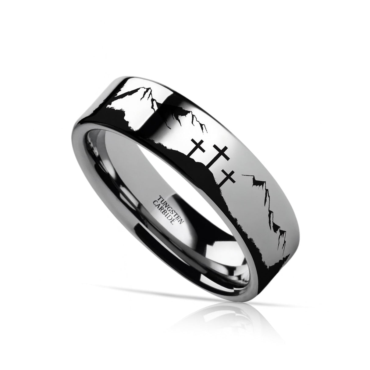 MOUNTAIN MAJESTY Laser Engraved Tungsten Carbide Ring