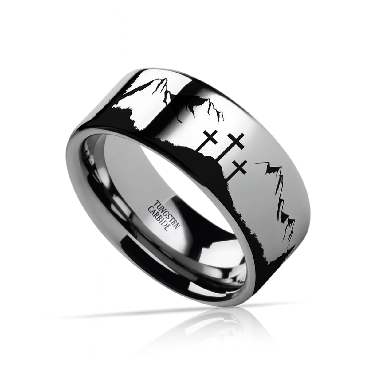 MOUNTAIN MAJESTY Laser Engraved Tungsten Carbide Ring