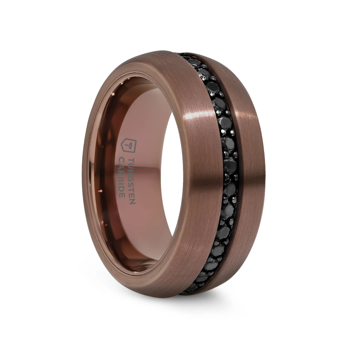 ARTEMIS Espresso Tungsten Carbide Ring with Black Sapphires - 8mm