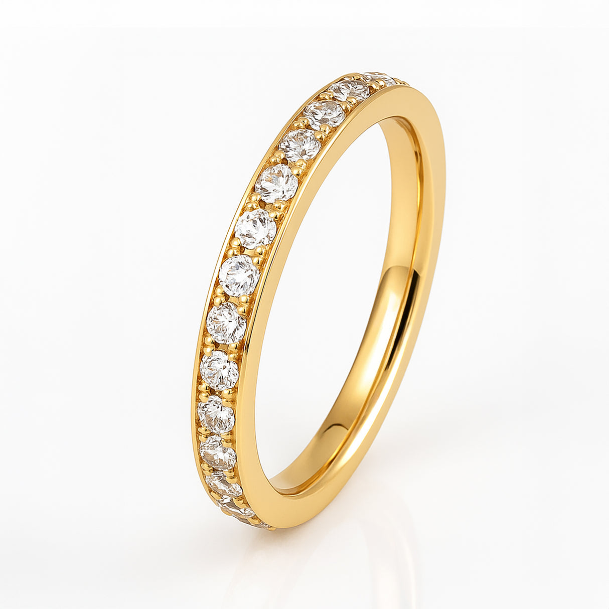 3mm - Titanium Yellow Gold Full Eternity White Diamond Ring