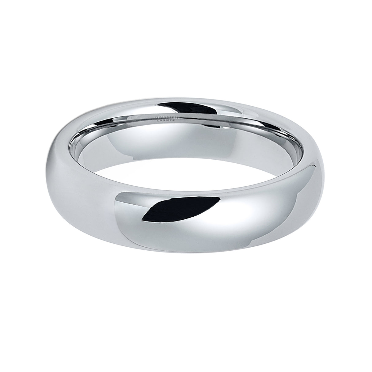 5mm - Silver Tungsten Carbide Wedding Band High Polished Dome Shape Ring