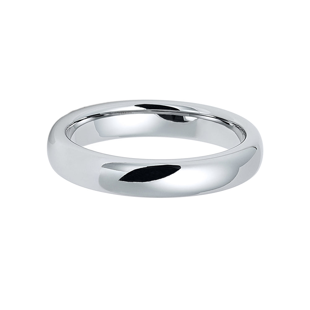 4mm - Silver Tungsten Carbide Wedding Band High Polished Dome Shape Ring