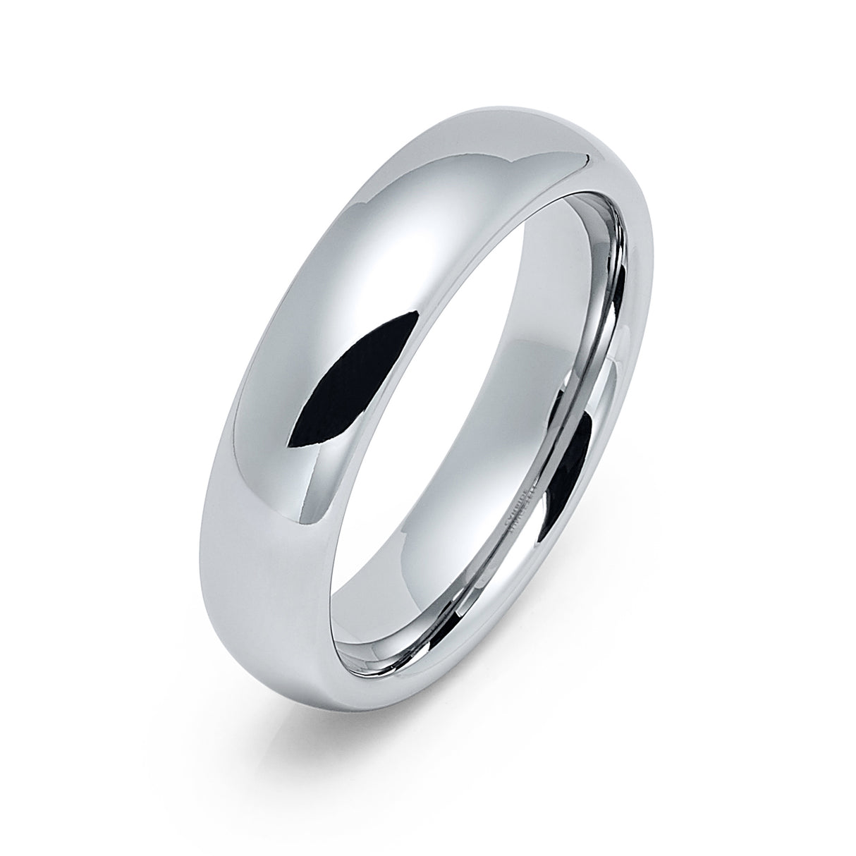 5mm - Silver Tungsten Carbide Wedding Band High Polished Dome Shape Ring
