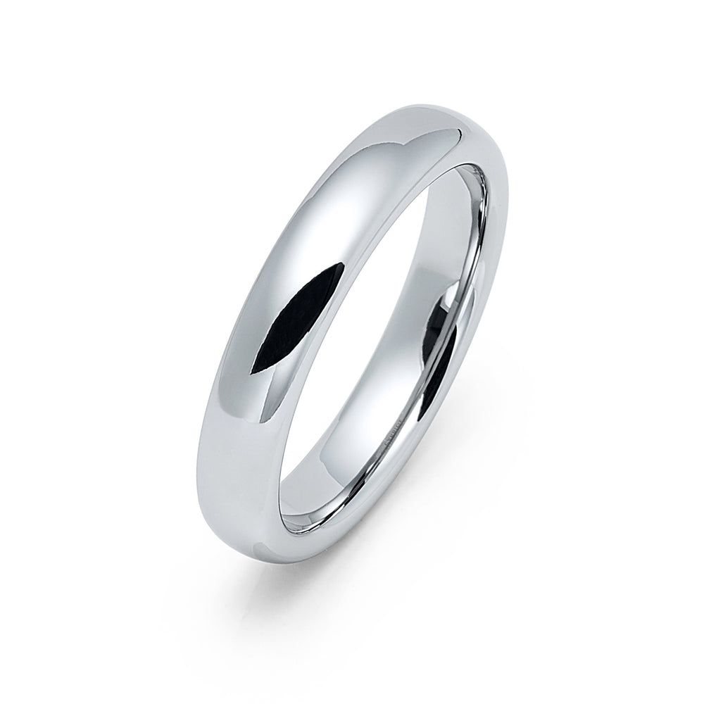 4mm - Silver Tungsten Carbide Wedding Band High Polished Dome Shape Ring