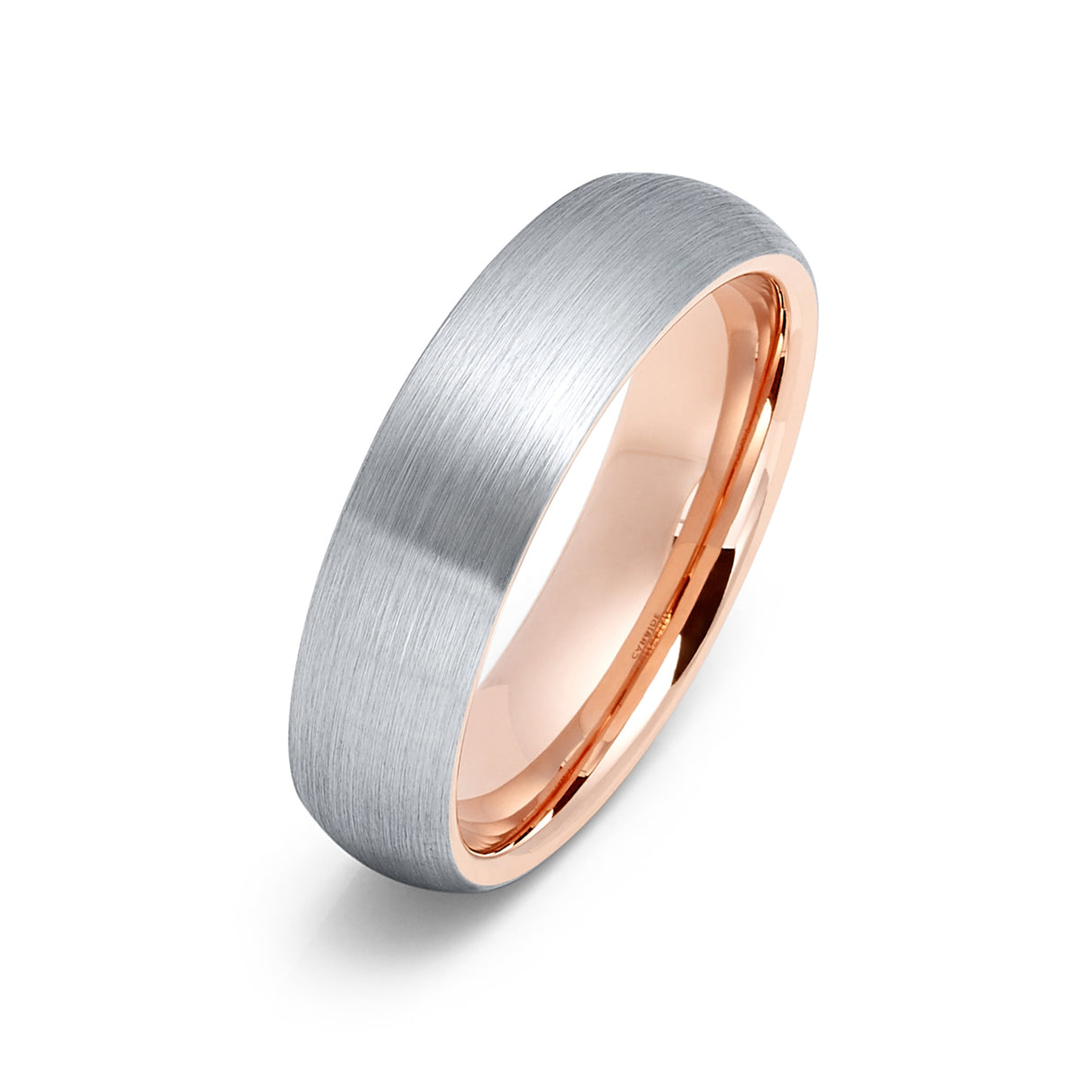 6mm Rose Gold Tungsten Ring, Wedding Band, Brushed Center Comfort fit,