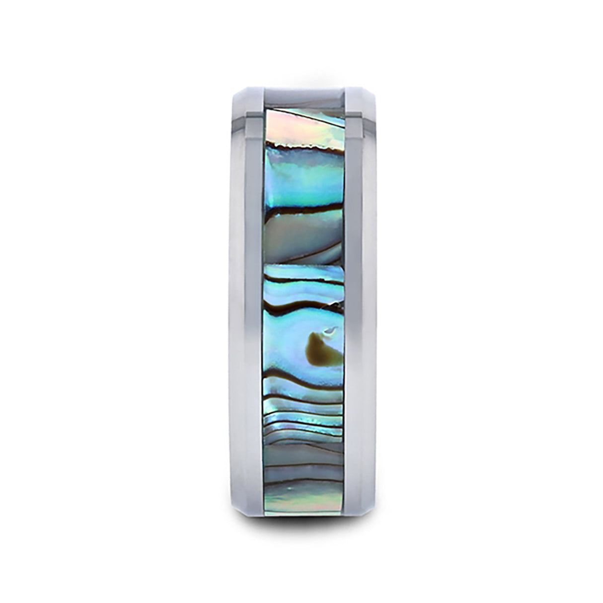 8mm - Tungsten Carbide Wedding Band with Mother of Pearl Inlay- Tungsten Wedding Ring