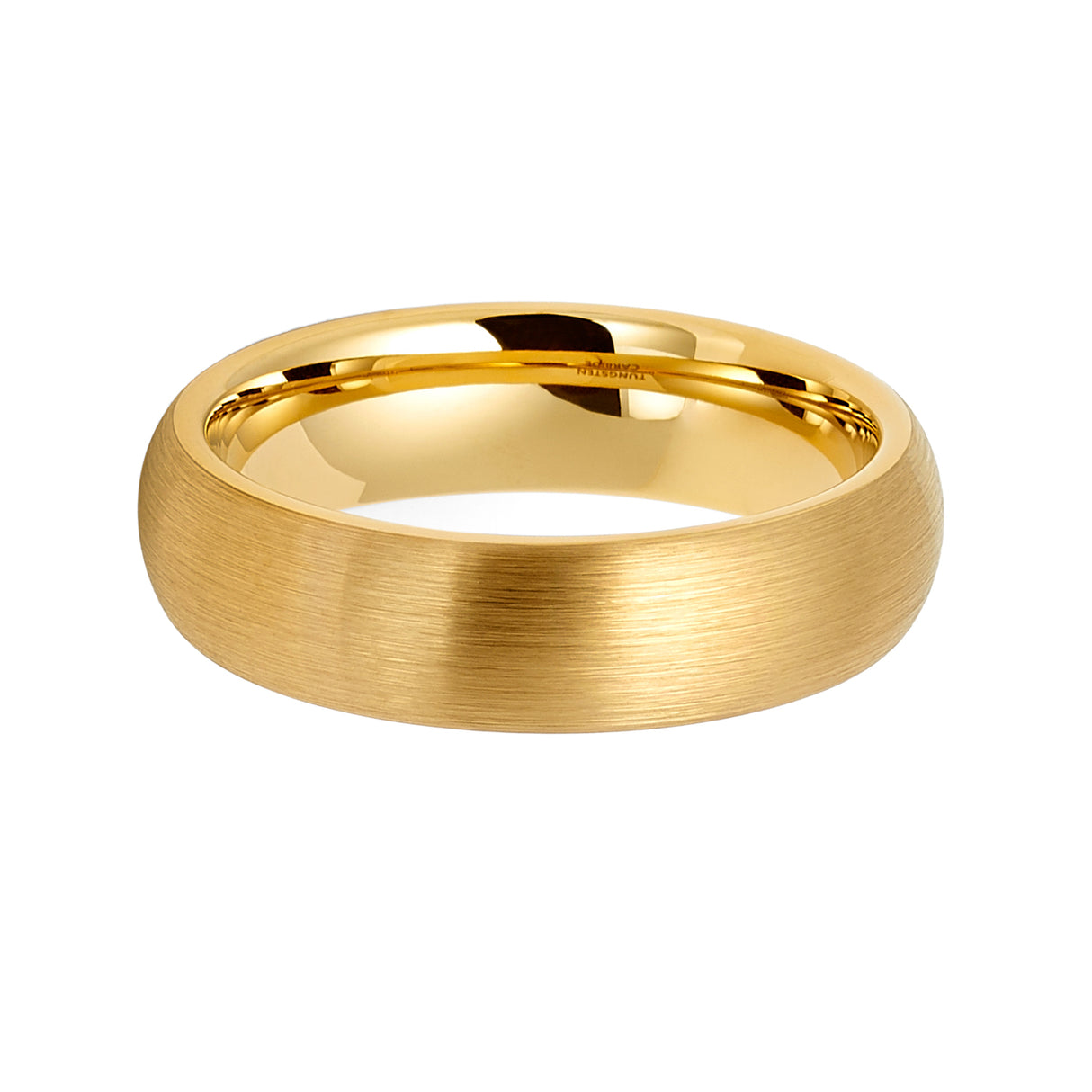 6mm - 14k Yellow Gold Tungsten Wedding band Brushed Finish, Men's and Women's