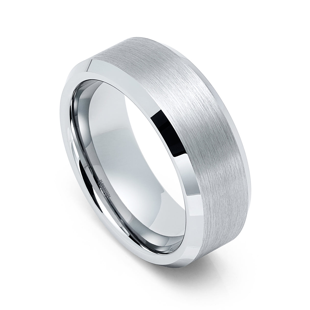 8mm - Silver Tungsten Wedding Band, Brushed Finish, Silver Tungsten Ring,