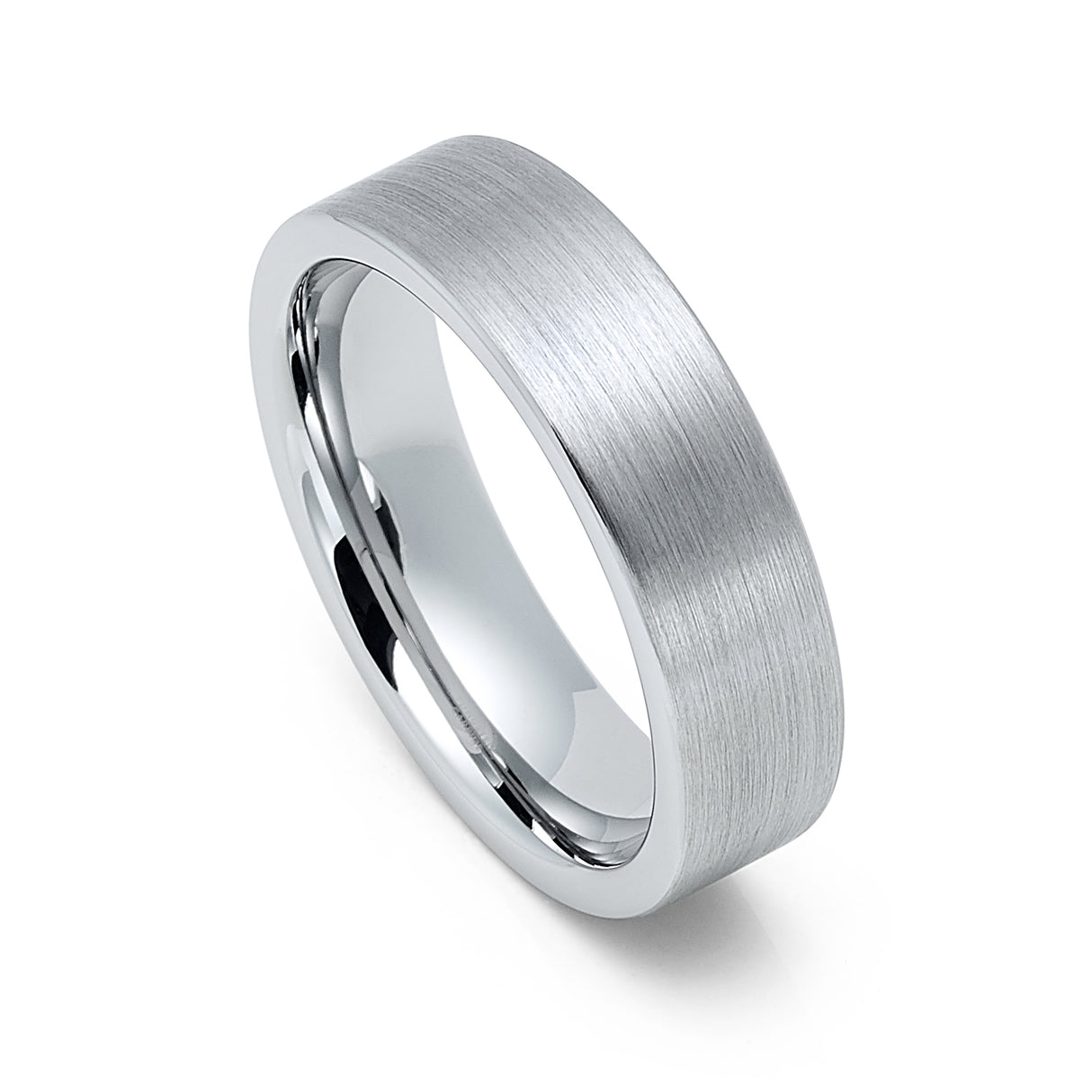 6mm - Silver Tungsten Wedding Ring, Brushed Flat Top Ring,