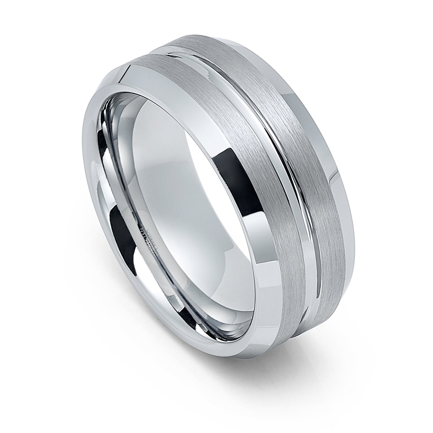 9mm Tungsten Carbide Wedding Band - High Polish/Matte Finish With Grooves, Comfort Fit, Sizes 9-13 - View #2
