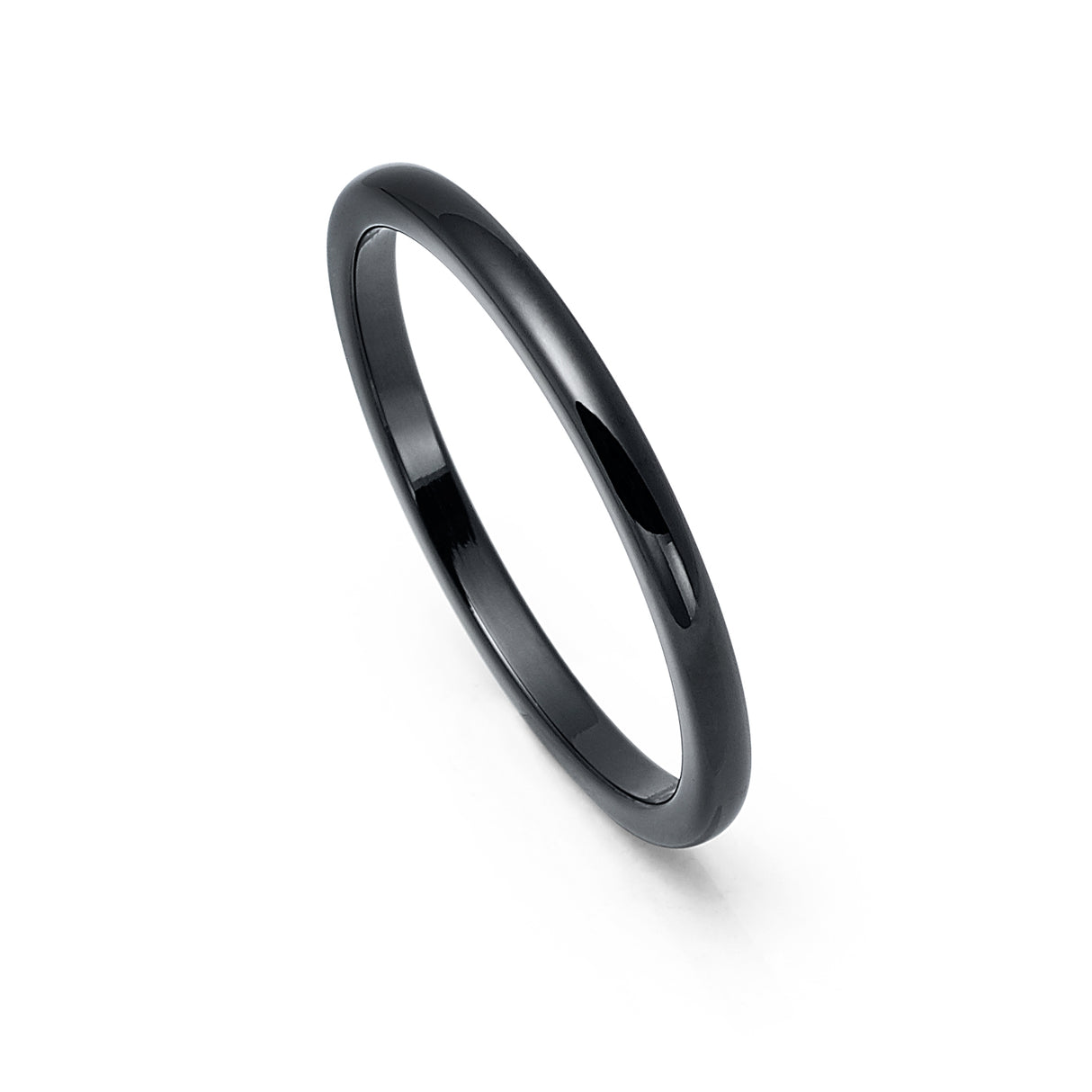 2mm Thin Black Tungsten Carbide Wedding Band