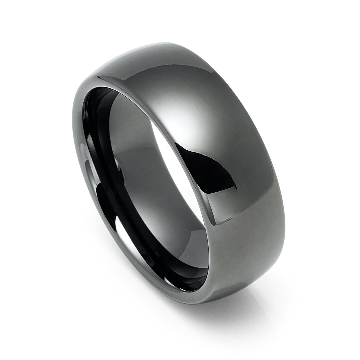8mm Classic Dome Shape Gunmetal Tungsten Carbide Wedding Band