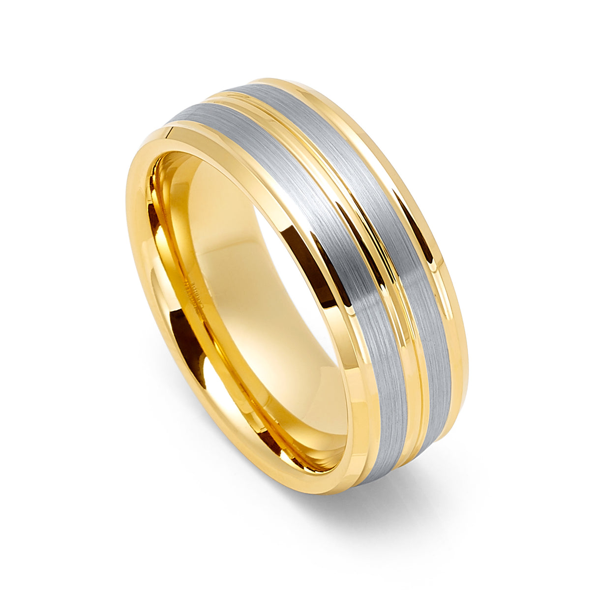 8mm - Yellow Gold Tungsten Carbide Wedding Band, Yellow Gold Tungsten Ring, Men's Ring