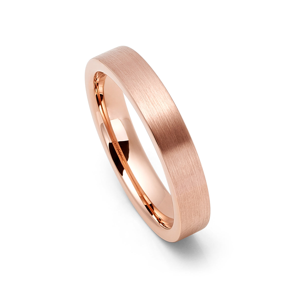 4mm - Rose Gold Tungsten Wedding Band, Brushed Tungsten, Women Rose Gold Tungsten Ring