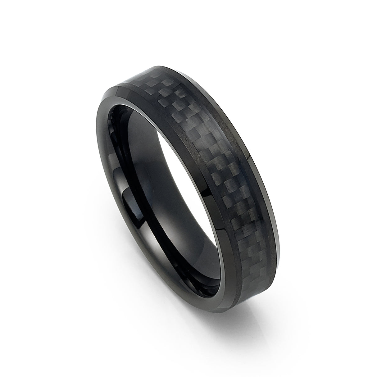 6mm Black Tungsten wedding ring with Carbon Fiber Inlay