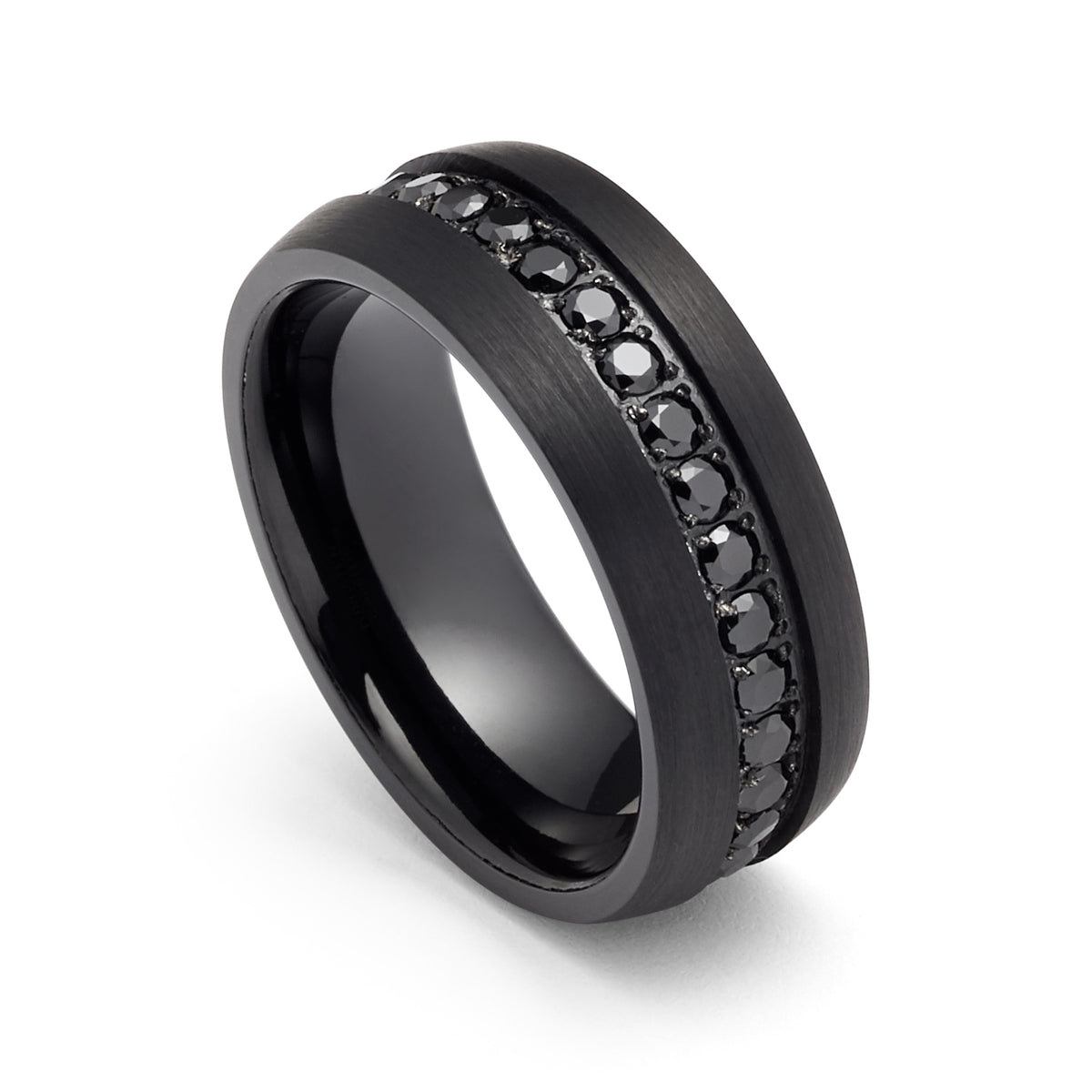San Jose Sharks Ring Black Tungsten Band with Domed Edge San