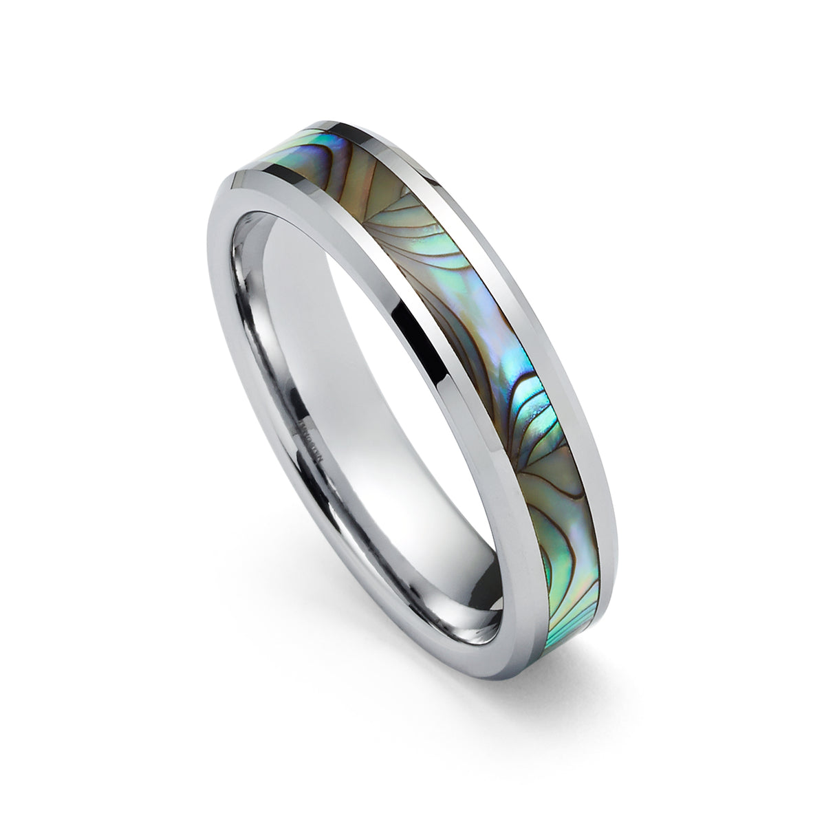 4mm - Tungsten Carbide Wedding Band with Mother of Pearl Inlay- Tungsten wedding Ring