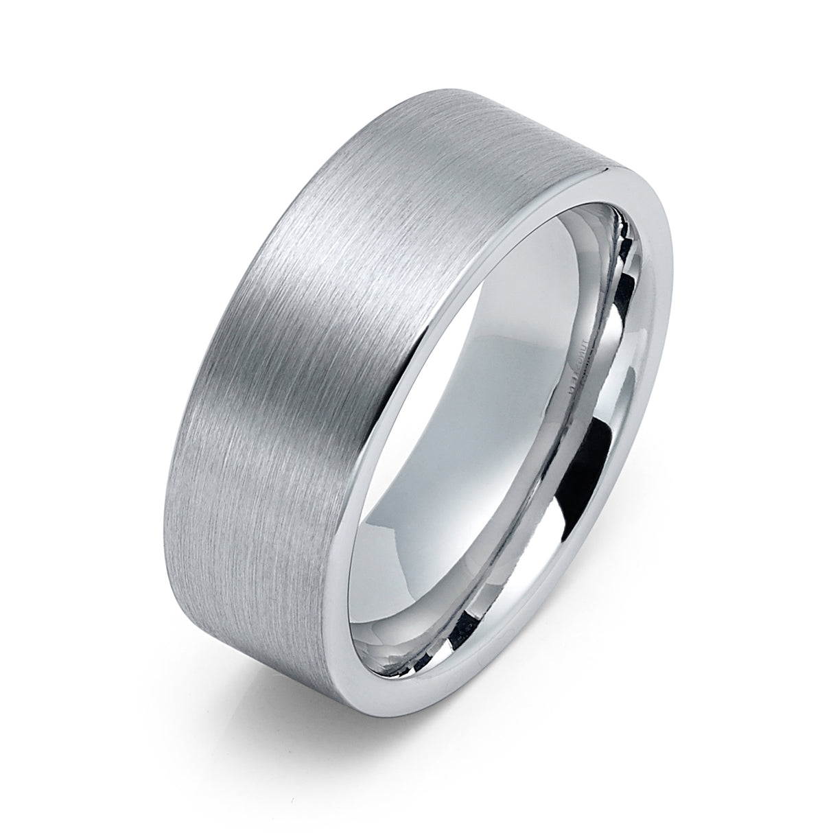8mm - Silver Tungsten Wedding Ring, Brushed Flat Top Ring,