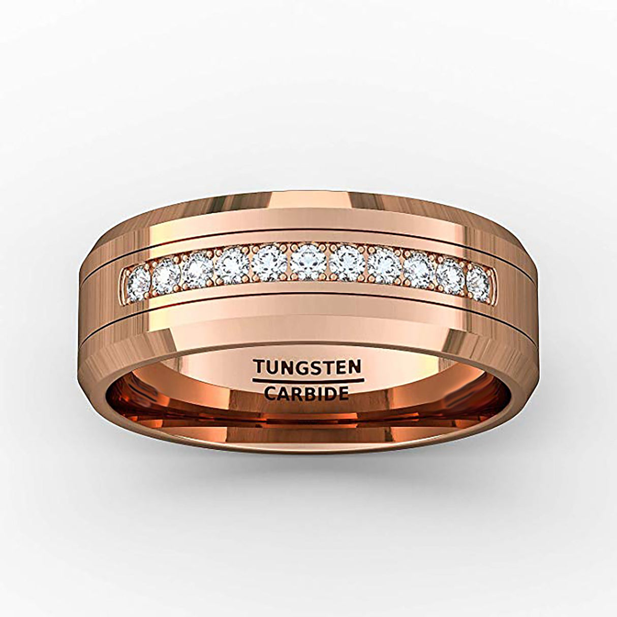 8mm - Rose Gold Tungsten Wedding Band Men, Comfort Fit Anniversary Ring, Engagement Band