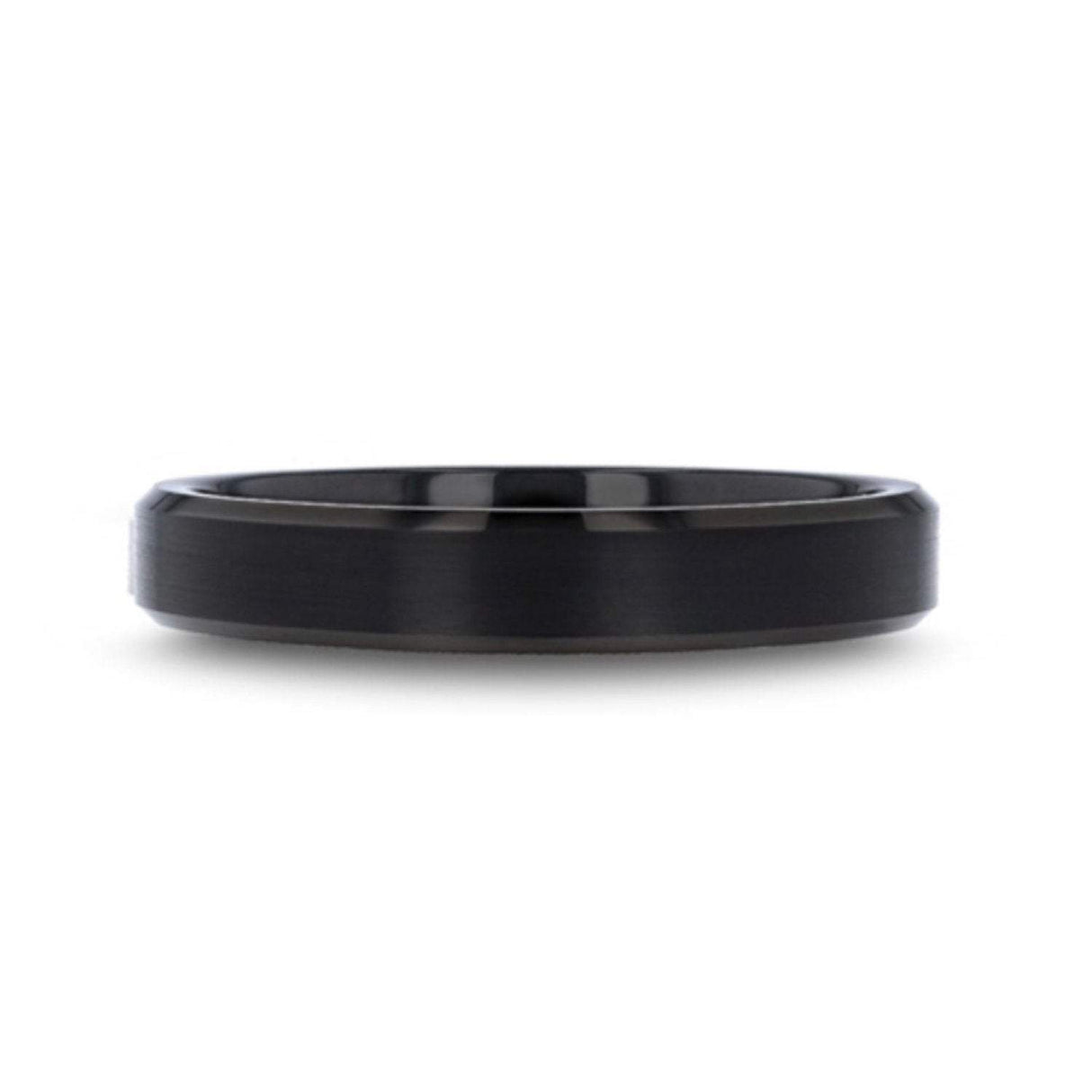 4mm Black Tungsten Carbide Wedding Ring with Polished Edges