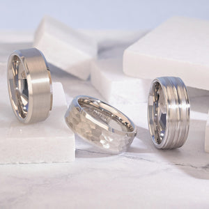 White Tungsten Rings