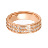 Rose Gold Titanium Ring Full Eternity White Cubic Zircon Diamonds Stepped Edges 6mm