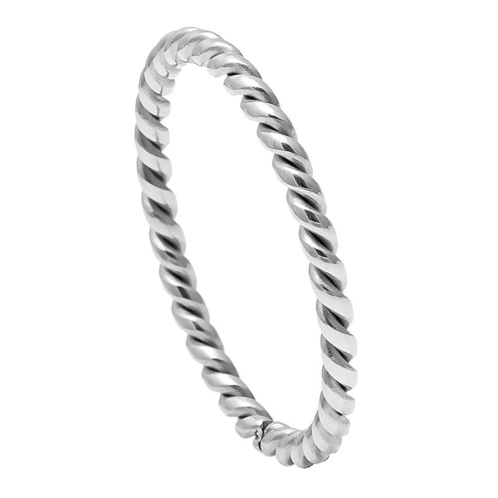 2mm -Titanium Silver Twisted Stackable Ring