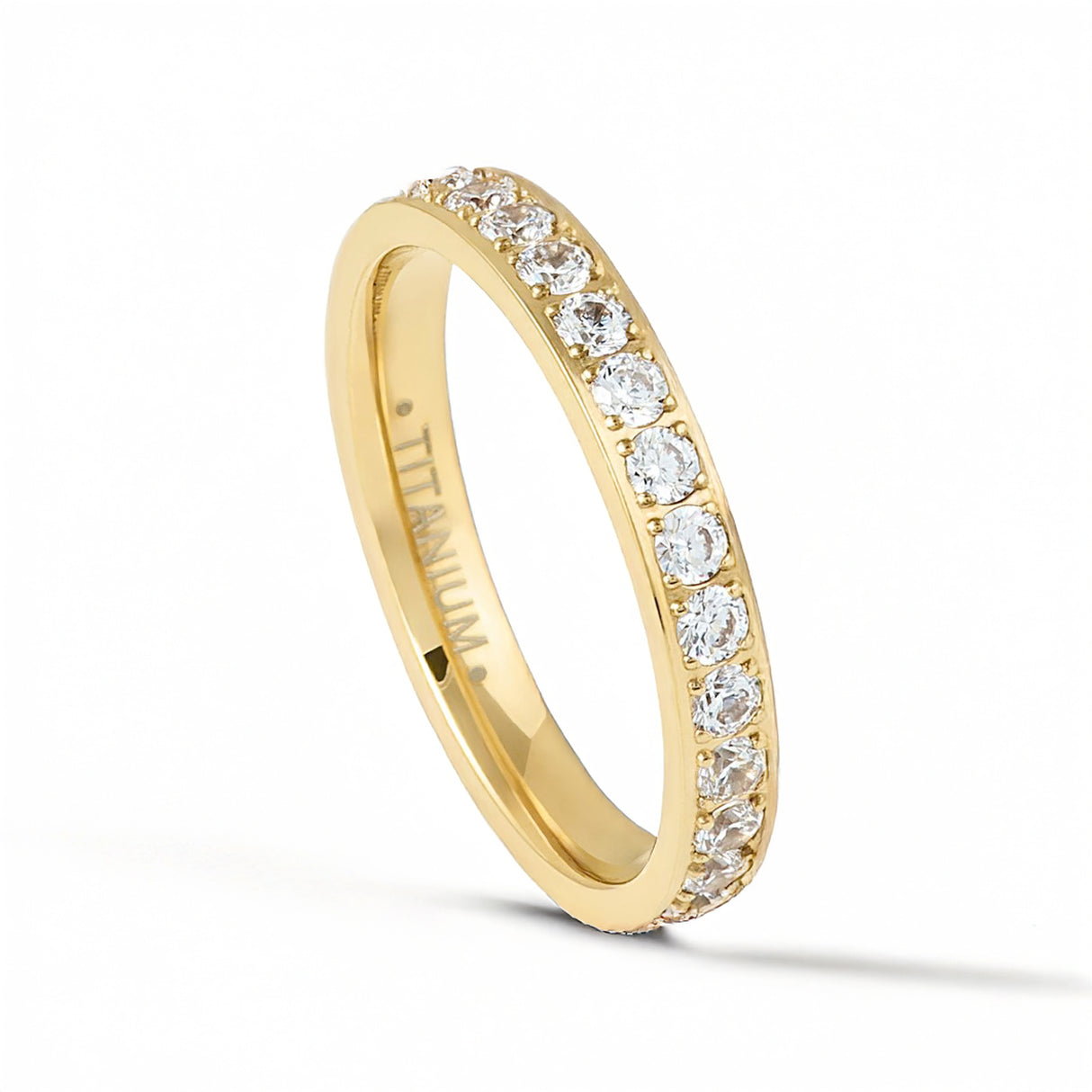 3mm - Titanium Yellow Gold Full Eternity White Diamond Ring