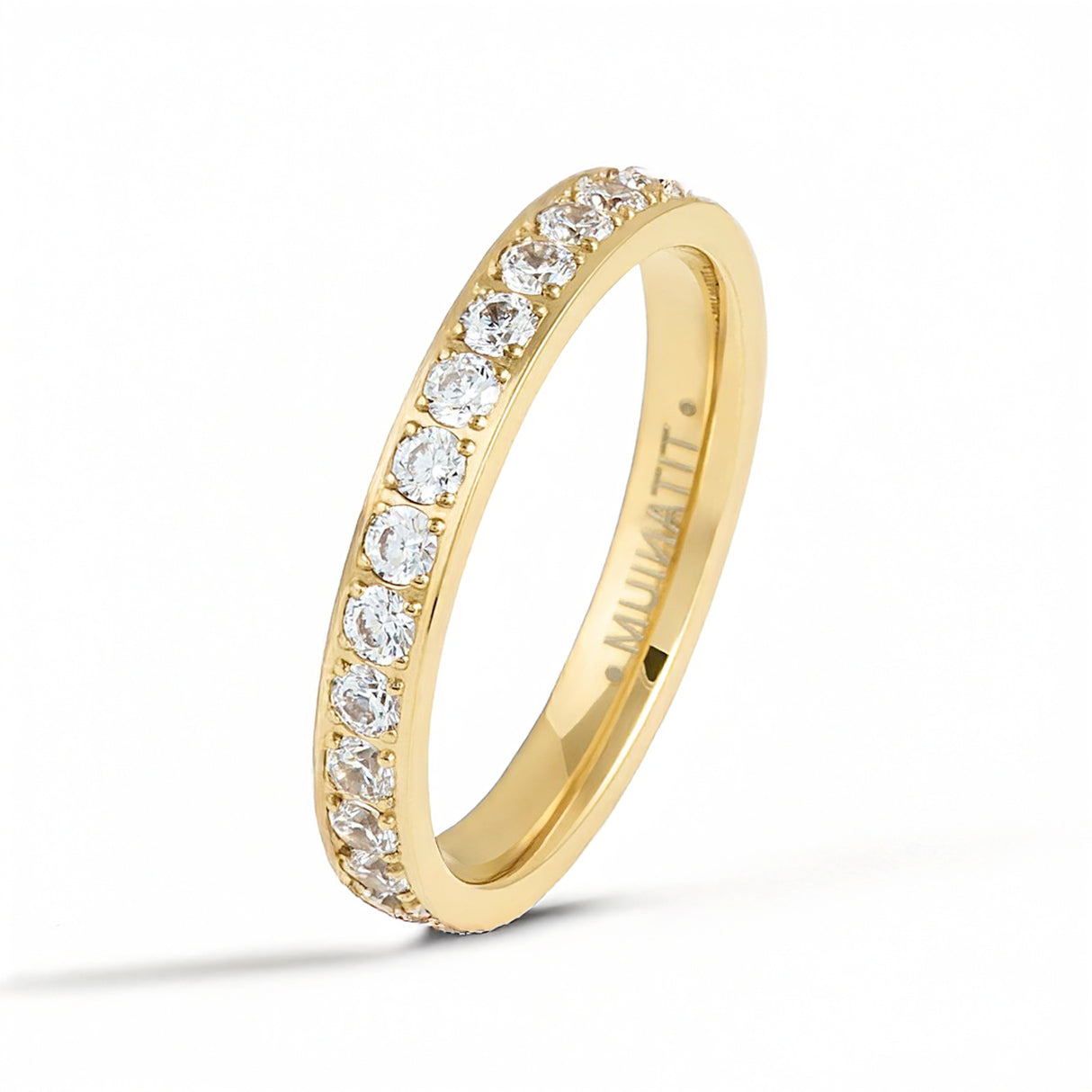 3mm - Titanium Yellow Gold Full Eternity White Diamond Ring