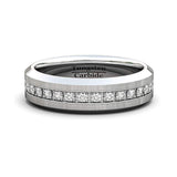 6mm - Tungsten Carbide Wedding Band Fully Stacked Cubic Zircon Beveled Edge Comfort Fit