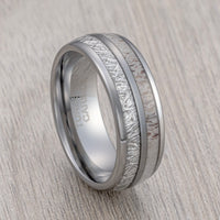 8mm - Tungsten Wedding Band, Antler Meteorite Inlay, Man & Women, Tungsten Ring