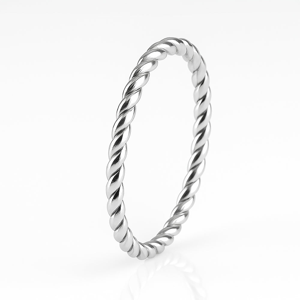 Stack Rings Titanium 2mm - Women's Titanium Wedding Band Silver Twisted Ring Stackable ring ...