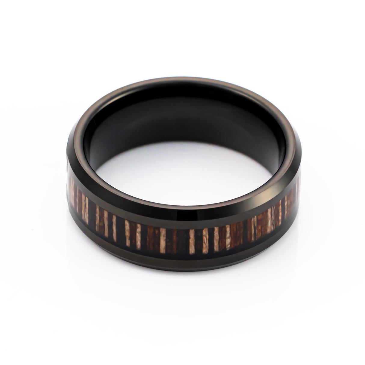 8mm Tungsten Wedding Band Brazilian Tiggerwood Inlay