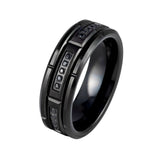 8mm- Mens Tungsten Ring Black Brick Pattern Brushed Sectional Diamonds