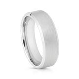 White Silver Platinum-Like Finish Tungsten Carbide Wedding Ring Brushed Center -8MM