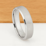 White Silver Platinum-Like Finish Tungsten Carbide Wedding Ring Brushed Center