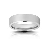 White Silver Platinum-Like Finish Tungsten Carbide Wedding Ring Brushed Center