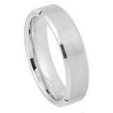 6mm White Silver Tungsten Carbide Wedding Ring Brushed Center