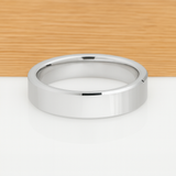 White Silver Platinum-Like Finish Tungsten Carbide Ring Polished Finish Beveled Edges - 6mm