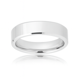 White Silver Platinum-Like Finish Tungsten Carbide Ring Polished Finish Beveled Edges - 6mm