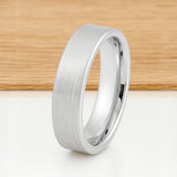 White Silver Platinum-Like Finish Tungsten Brushed Center Ring With Polished Edges - 6mm